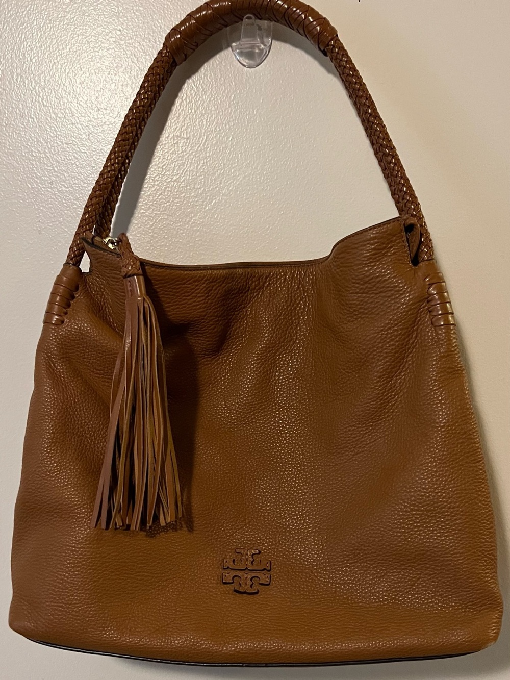 Tory Burch Brown Leather Hobo Bag with Braided Handle